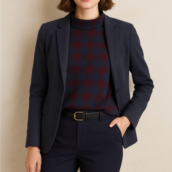 Ann Taylor Tops - Ann Taylor Top Sz Large Plaid Mock Neck NWT Corpcore Office Chic Business Casual